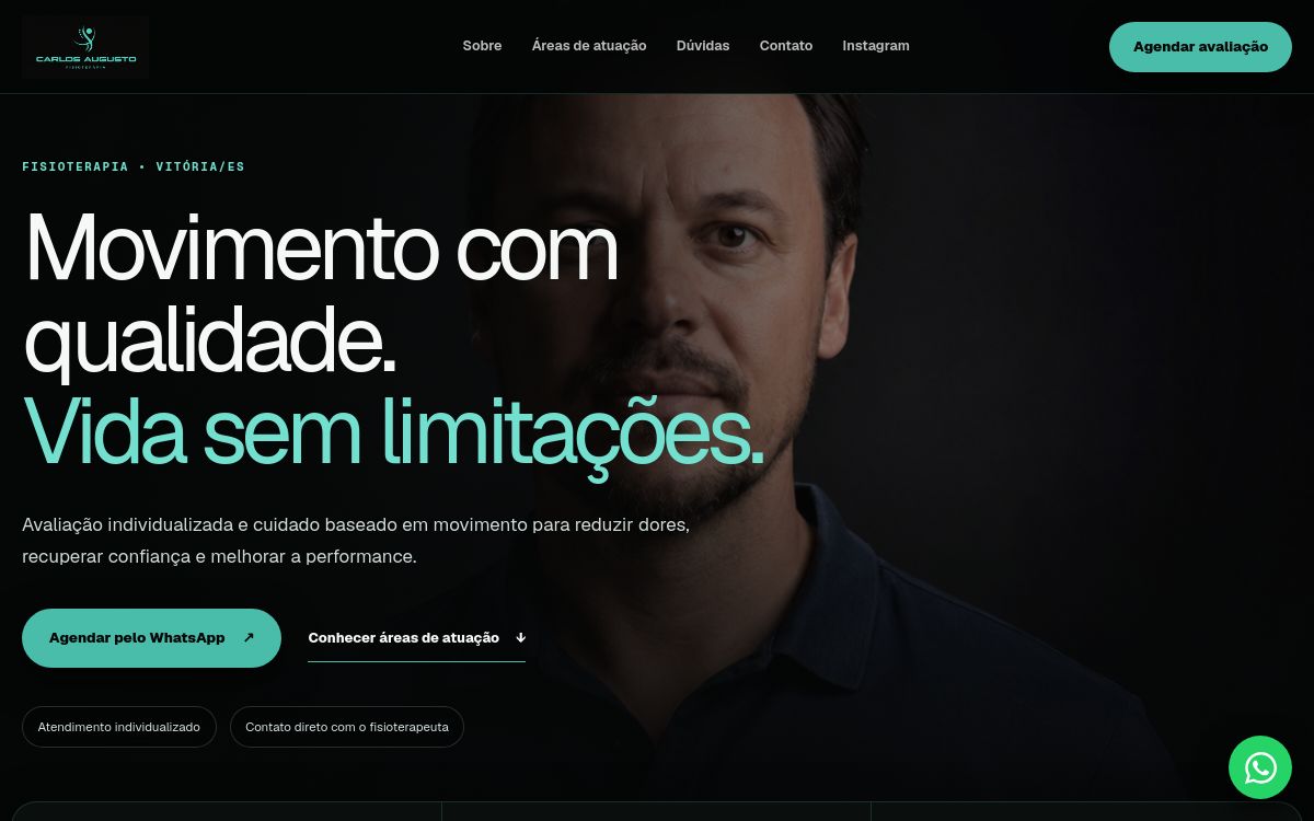 Página inicial do site Carlos Augusto