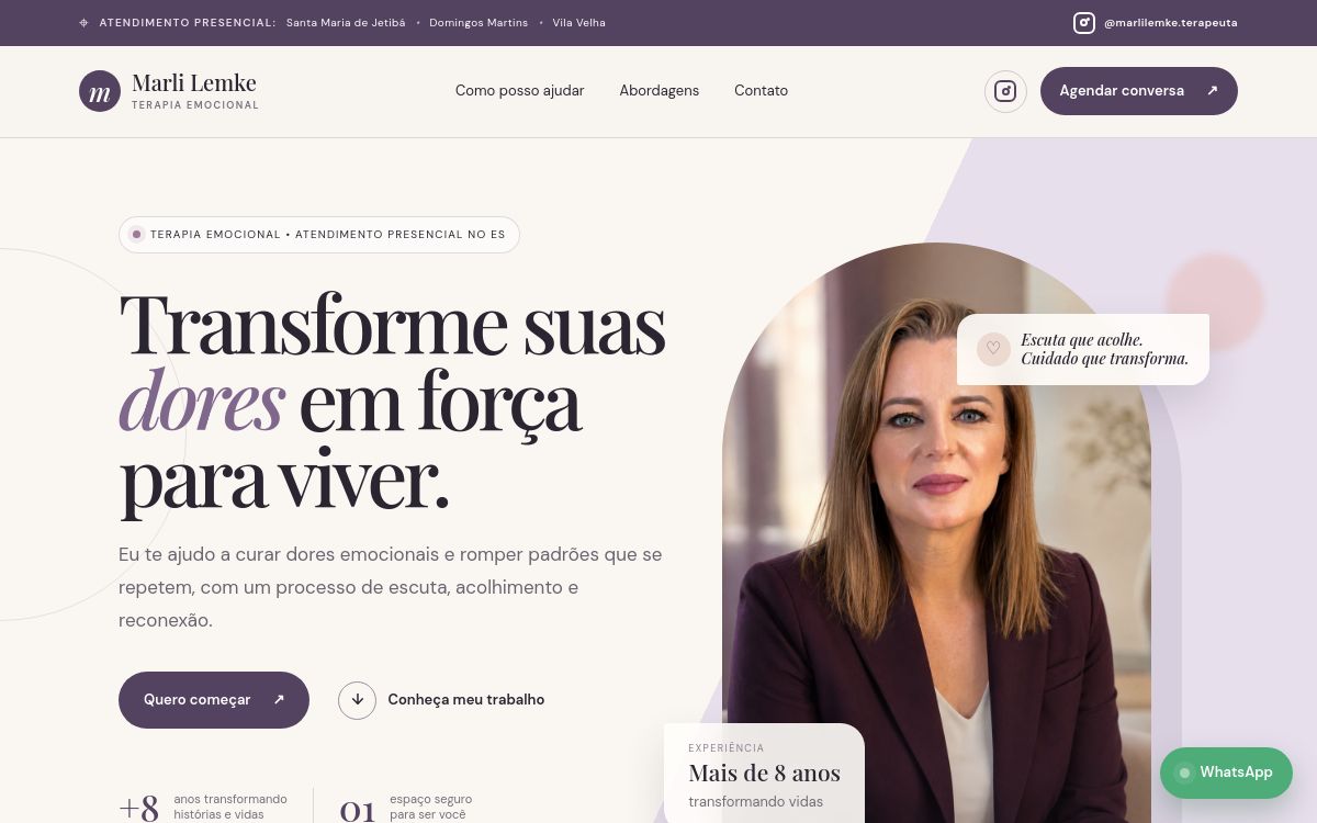 Página inicial do site Marli Lemke